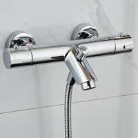 ROVATE Bathtub Shower Set Wall Mounted Waterfall Bath Faucet, Bathroom Cold and Hot Mixer Taps Brass Chrome