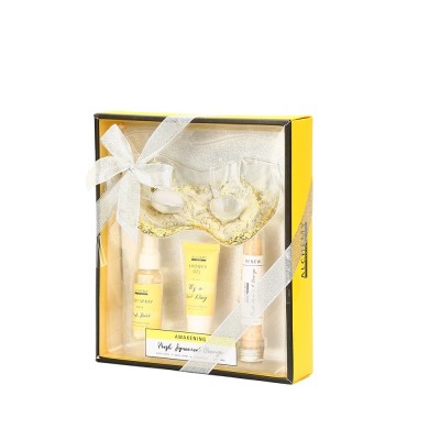 Factory direct sale high quality yellow packing beautiful mini hand lotion gift set